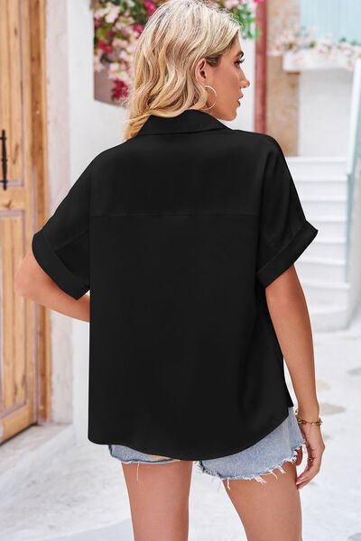 Button Up Rolled Short Sleeve Shirt - Image 8