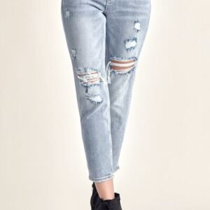 RISEN Distressed Slim Cropped Jeans