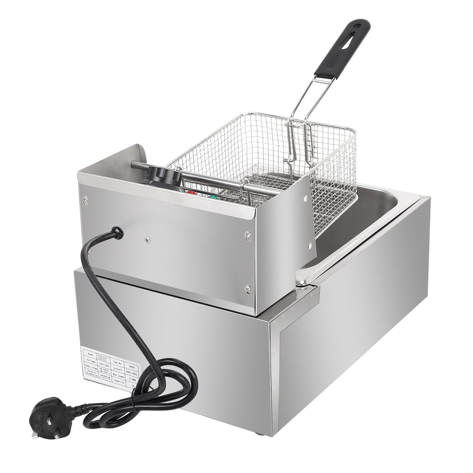 2.5KW 220-240V 6L Stainless Steel Single Cylinder Electric Frye - Image 3