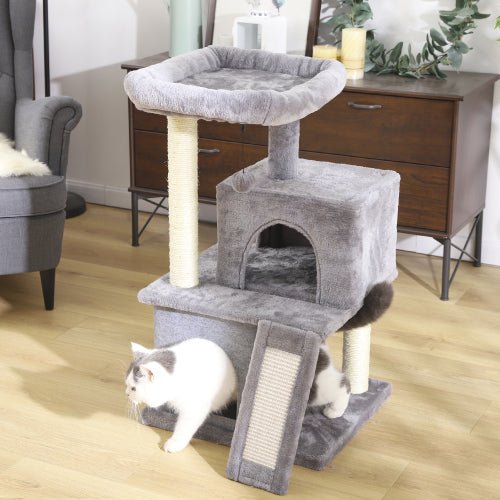 Polyester Cat Tree Kitten Furniture Plush Playhouse with Dangling Toy - Image 6