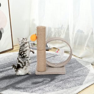 13" Cat Tree Tower with Linen Circular Ring Toys