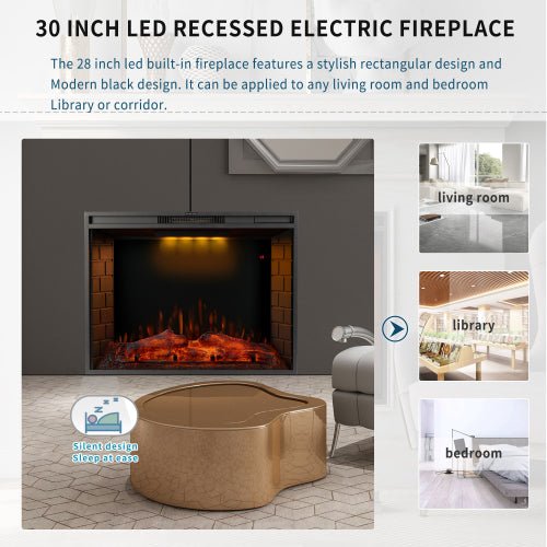 30 inch LED Recessed Electric Fireplace with 3 Top Light Colors - Image 5