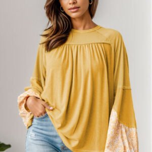 Printed Detail Balloon Sleeve Blouse