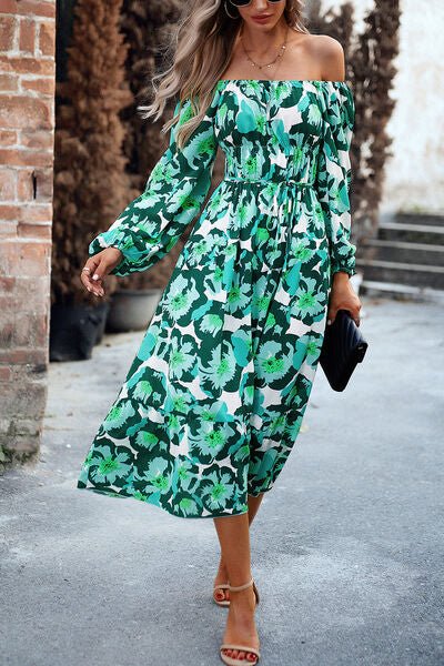 Printed Balloon Sleeve Midi Dress - Image 15