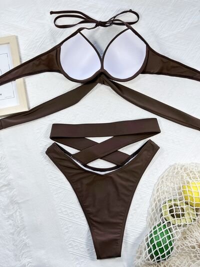 Crisscross Halter Neck Bikini Set - Image 15