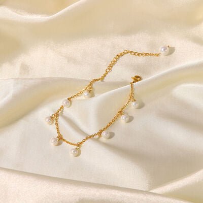 Pearl 18K Gold-Plated Charm Anklet - Image 6