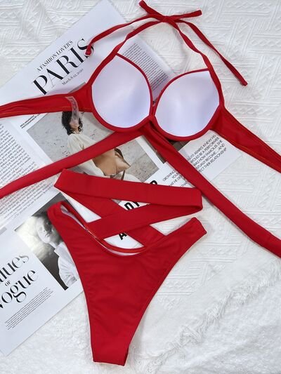 Crisscross Halter Neck Bikini Set - Image 9