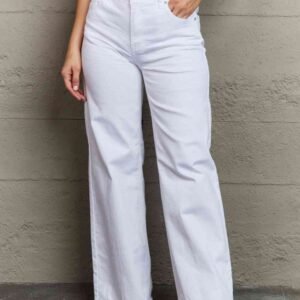 RISEN Raelene Full Size High Waist Wide Leg Jeans in White