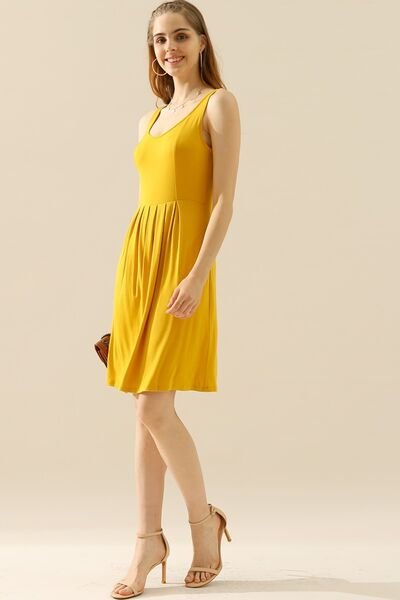 Doublju Full Size Round Neck Ruched Sleeveless Dress with Pockets - Image 12