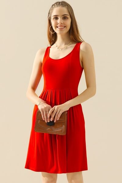 Doublju Full Size Round Neck Ruched Sleeveless Dress with Pockets - Image 15