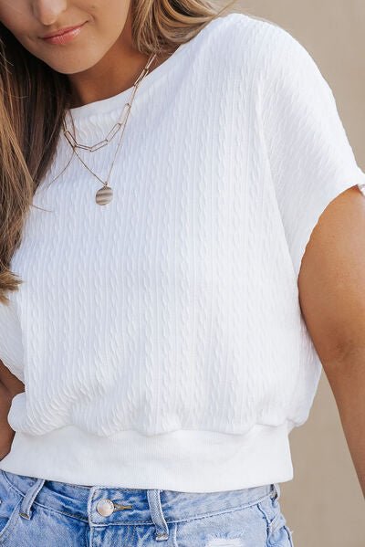 Round Neck Cap Sleeve Blouse - Image 2