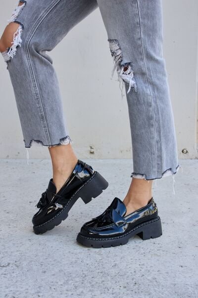 Forever Link Tassel Detail Mid Heel Chunky Loafers - Image 3