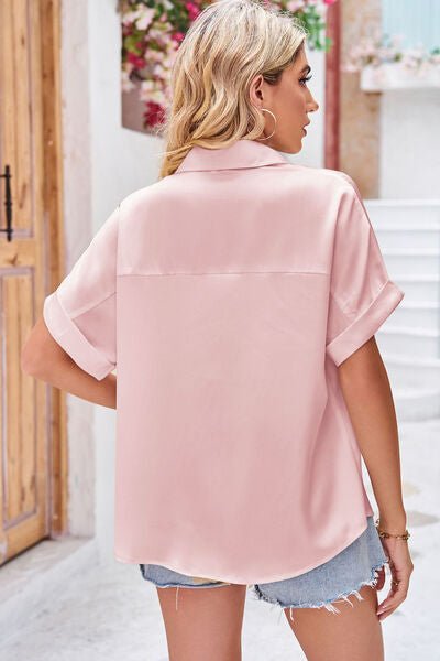 Button Up Rolled Short Sleeve Shirt - Image 12