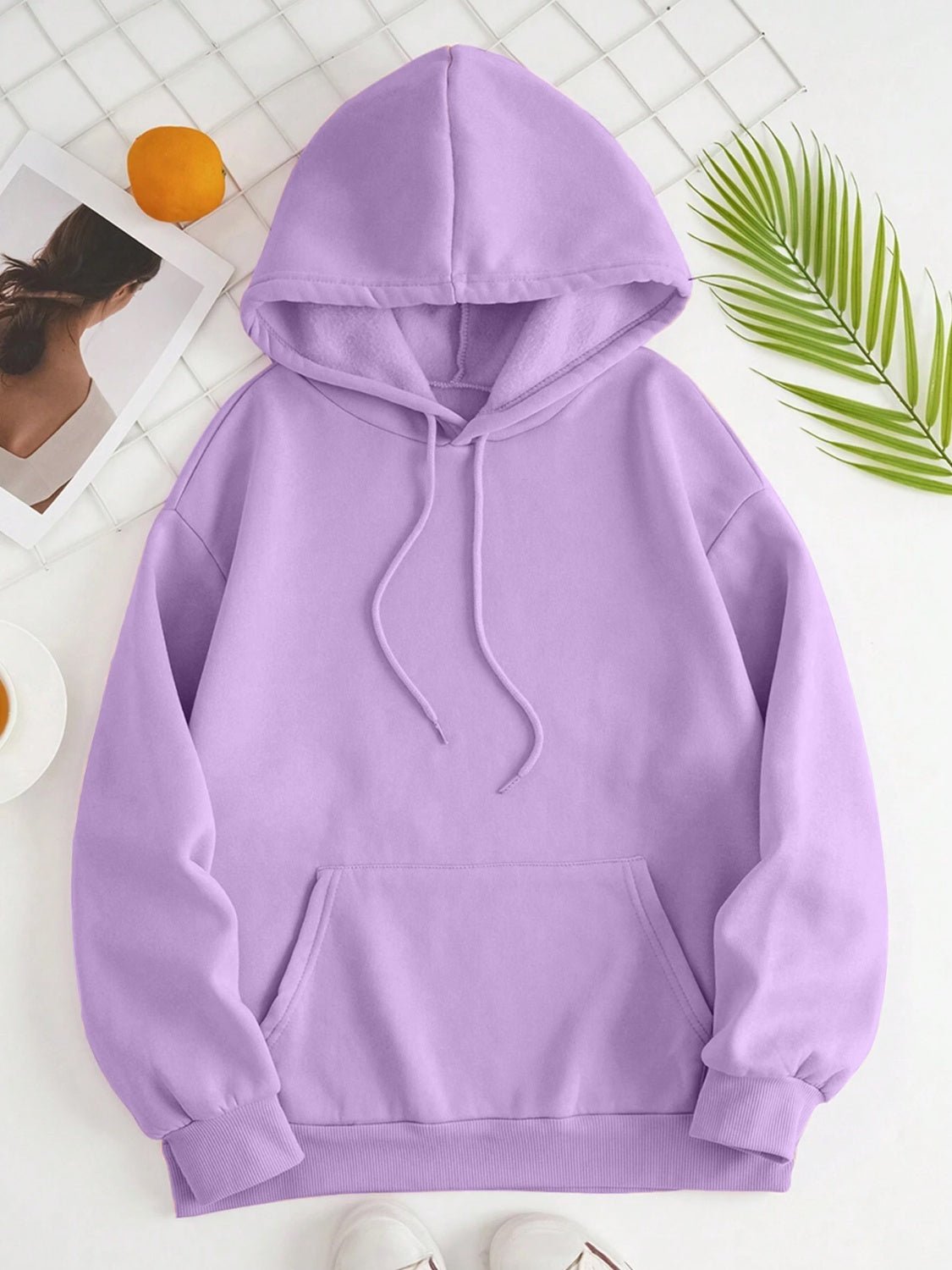 Drawstring Dropped Shoulder Hoodie - Image 12