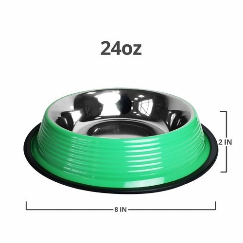 Ribbed No Tip Non Skid Colored Stainless Steel Bowl - Irish Green - Image 4