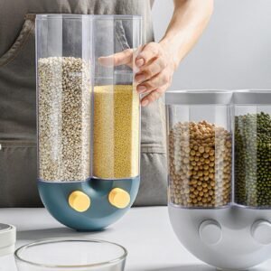 Double Wall Mounted Food Dispenser Storage Container