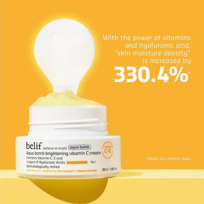 belif Aqua Bomb Brightening Vitamin C Cream with Hyaluronic Acid - Image 4
